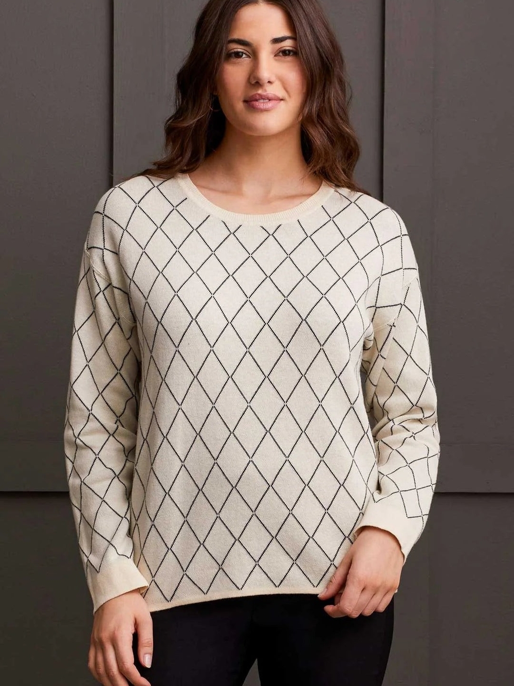Long Sleeve Crew Neck Reversible Sweater, OHH La La Boutique, Size XXL